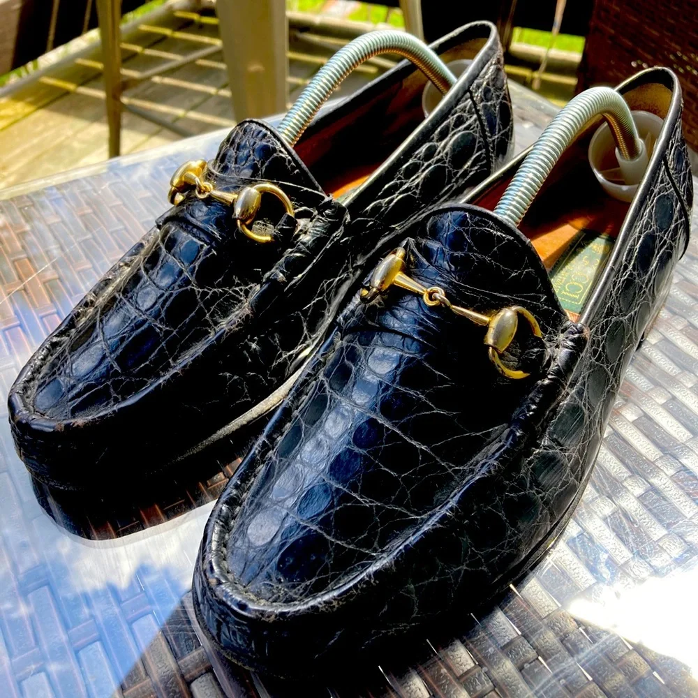 Gucci | Shoes | Vintage Gucci Black Horsebit Loafers Alligator